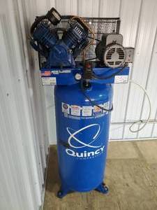 lot 26 image: Quincy 5 hp, 60 Gallon Vertical Tan...