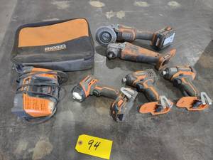 lot 94 image: Ridgid 18 Volt Tool Set...