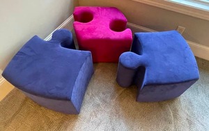 lot 200 image: Fun and Colorful Three Piece Puzzle Bench