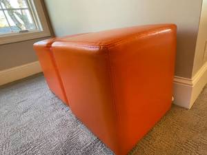 lot 204 image: 2 Orange Leather Foot Stools