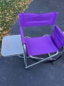 lot 214 image: 2 Metal Picnic Time Folding Chairs with Attached Trays
