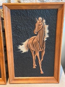 lot 93 image: Fun Vintage Pair of Copper Embossed Horse Figurines
