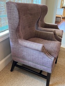 lot 31 image: Pair of Lovely Formal High Back Upholstered Chairs