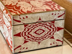 lot 27 image: Charming Arcadia Home Rectangle Poppy and Silver Decorative Box
