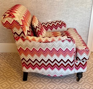 lot 5 image: Pair of Beaumont Chairs by Cisco in Zenyatta Mondatta Grenadine Fabric