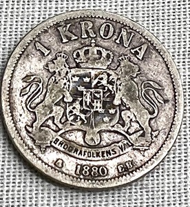 lot 39 image: Swedish 1880 1 Krona Coin