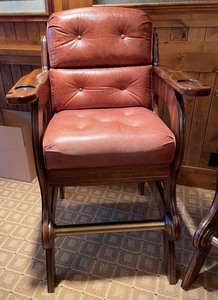 lot 25 image: Pair of Pool Room Stools with Drink and Cue Holders by Mikhail Darafeev