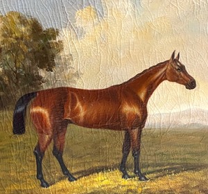 lot 9 image: Vintage Equistrian Original Oil Painting by Robert J. with Certificate