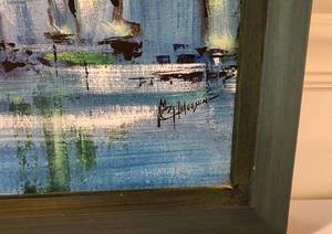 lot 303 image: M.C. Heesen Oil Painting in Green-Painted Frame