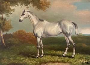 lot 131 image: Original Oil on Canvas Horse Painting by W. Matthews with Certificate