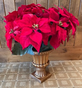 lot 149 image: Pair of Faux Poinsettias in Decorative Planters