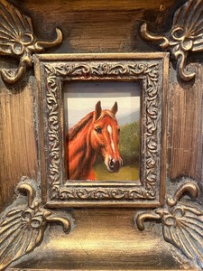 lot 154 image: Original Oil on Board Framed Beautiful Horse Painting