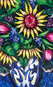 lot 6 image: Gorgeous and Vibrant Nederlanders Bloemen Framed Original Art