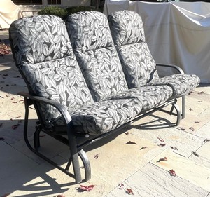 lot 376 image: Black Metal Glider with 3 Cushions