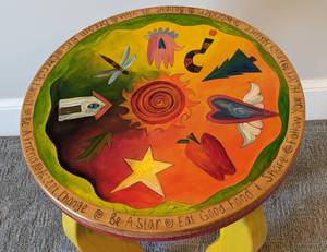 lot 203 image: Colorful Whimsical Wooden The Afternoon Accent Table