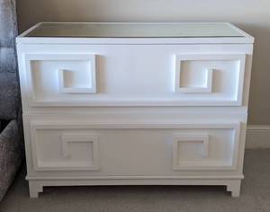 lot 23B image: Greek Key Two Drawer Dresser with Mirrored Top