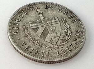 lot 45B image: 1920 Cuba Viente Centavos - 1930 Cuba 5 Cent Coin