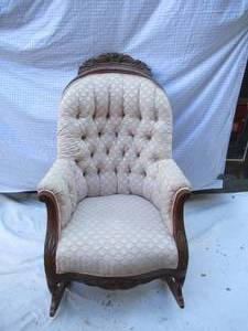 lot 9 image: Antique Walnut Victorian Rocking Chair.