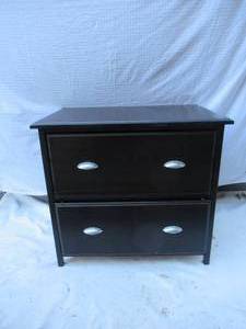 lot 64 image: 2 Drawer Lateral Wood Filling Cabinet with files.