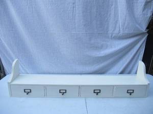 lot 67 image: White wall shelf with cubby drawers