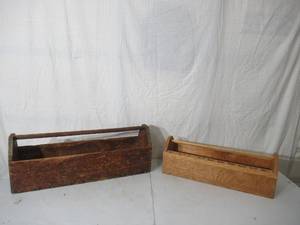 lot 75 image: Lot of 2 Vintage Wood Tool boxes