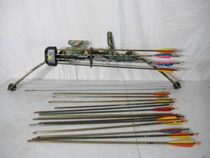 lot 114 image: Bear Compound Bow with Quiver and Arrows.