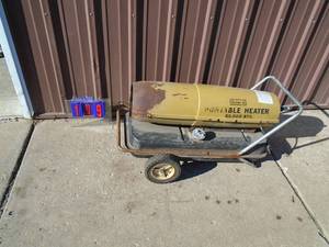 lot 109 image: Sears portable torpedo heater. Untested. For parts or repair. As shown.