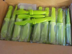 Case of 50 Lime Green Cutlery Sets...
