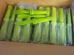 Case of 50 Lime Green Cutlery Sets...