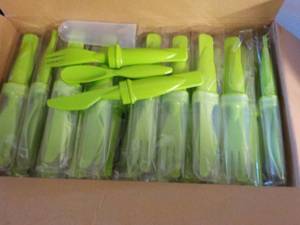 Case of 50 Lime Green Cutlery Sets...