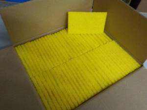 60 - 3 x 5 Yellow Scrubbing Pads...