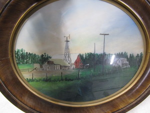 lot 249 image: Reverse Painted Farm Scene