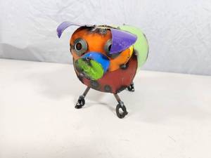 New Handmade Recycled Metal Garden Art Pig