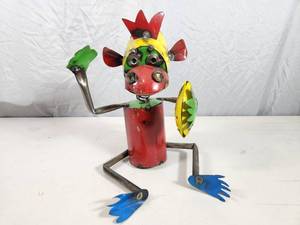 New Handmade Recycled Metal Garden Art Monkey