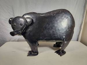 New Handmade Recycled Metal Garden Art Bear