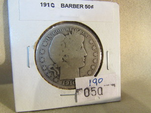 1910 Silver Barber Half Dollar