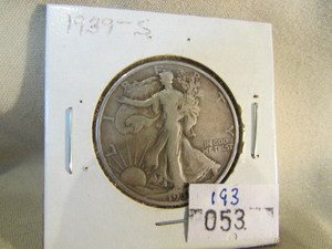 1939 S Silver Walking Half Dollar