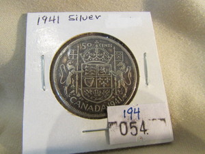 1941 Silver Canadian Half Dollar