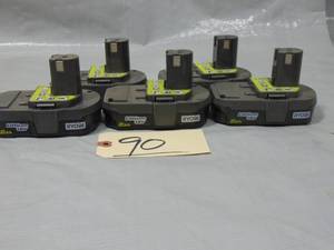 5 Pack Lot  Ryobi P190 18V ONE 2.0 Ah Lithium-Ion Battery