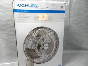 KICHLER 339218NI Wall Fan, 18, Outdoor Brushed Nickel Unused