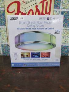 Smart WiFi 13 Inch Flush Mount RGBW Ceiling Fixture Works With Alexa  Hey Google