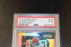 lot 11 image: 2018-19 Prizm Silver Jayson Tatum #118 PSA 9  2nd Year Card