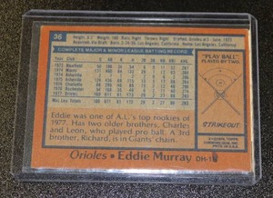 lot 21 image: 1978 Topps Eddie Murray #36 Rookie Card