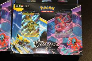 lot 67 image: Pokemon Factory Sealed Dual V Battle Deck Zeraora vs Deoxys Resale Lot  6 Dual Battle Decks