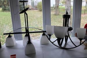 lot 42 image: 3 Sets Hanging Light Chandlers- (Four Lights Each)
