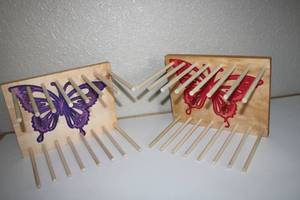 lot 49 image: Two Boards With 16 Spindles On Each & Butterfly Display On Each