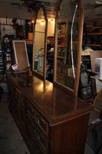 lot 116 image: Double Mirrored Dresser With Glass Top--Six Drawers--One Drawer With Three Hidden Drawers