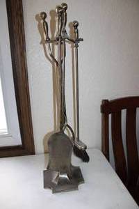 lot 126 image: Five Piece Fireplace Tool Set With Ball Handles
