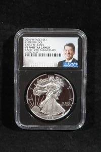 2016-W US Silver Eagle Coin - Lettered Edge Early Release - NGC PF 70 Ultra Cameo