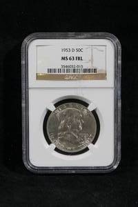 1953-D US Franklin Silver Half Dollar Coin - NGC MS-63 FBL
